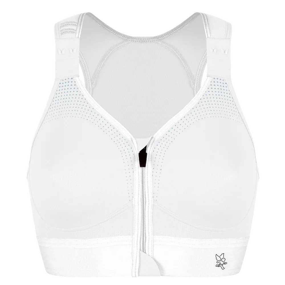 Brassière Eaz'ip EVO Thuasne Sport blanche vue avant avec fermeture zippée