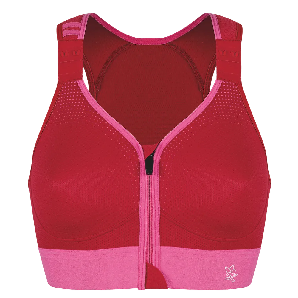 Brassière Eaz'ip EVO Thuasne Sport rouge vue avant avec zip frontal