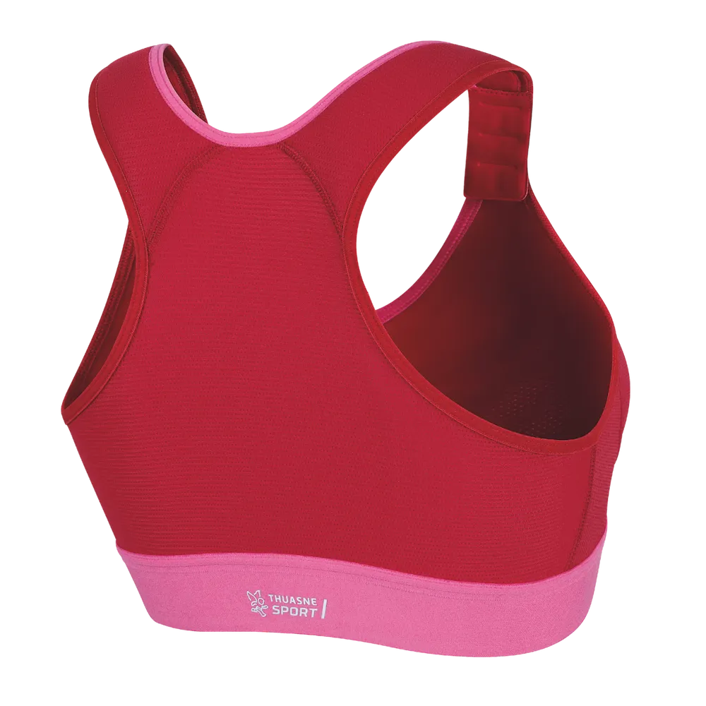 Brassière Eaz'ip EVO Thuasne Sport rouge vue trois-quarts arrière