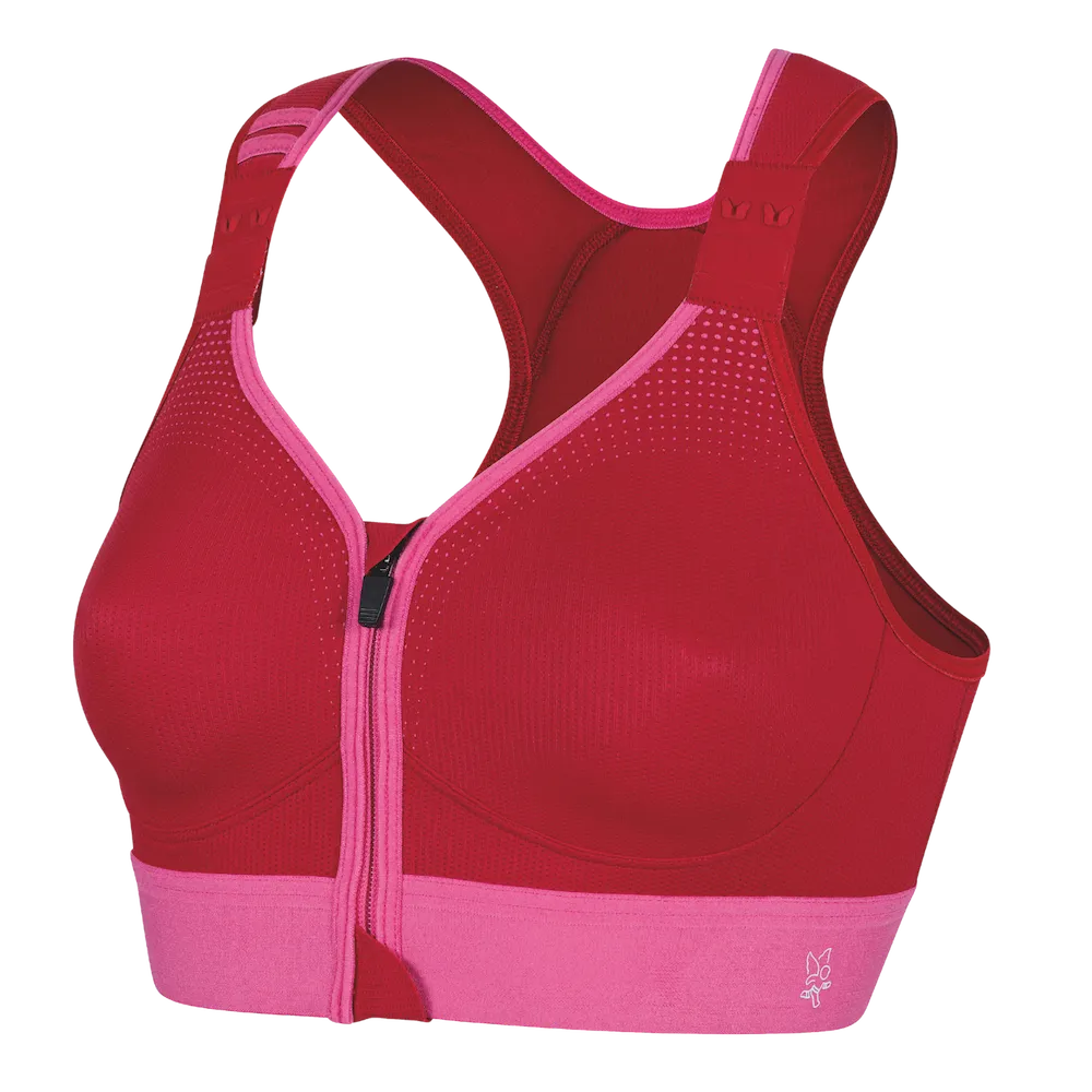 Brassière Eaz'ip EVO Thuasne Sport rouge vue trois-quarts avant