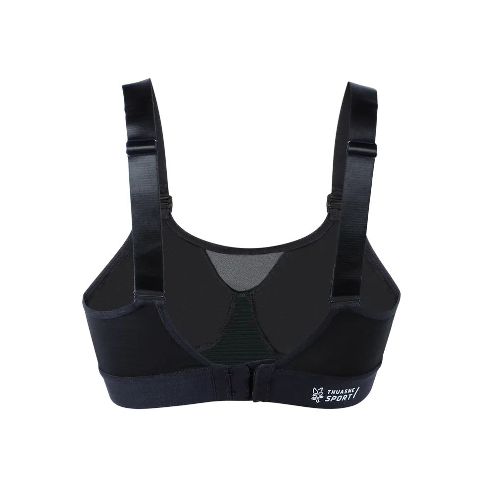 Brassière Power Up’4 Thuasne Sport noire vue arrière avec bretelles droites réglables