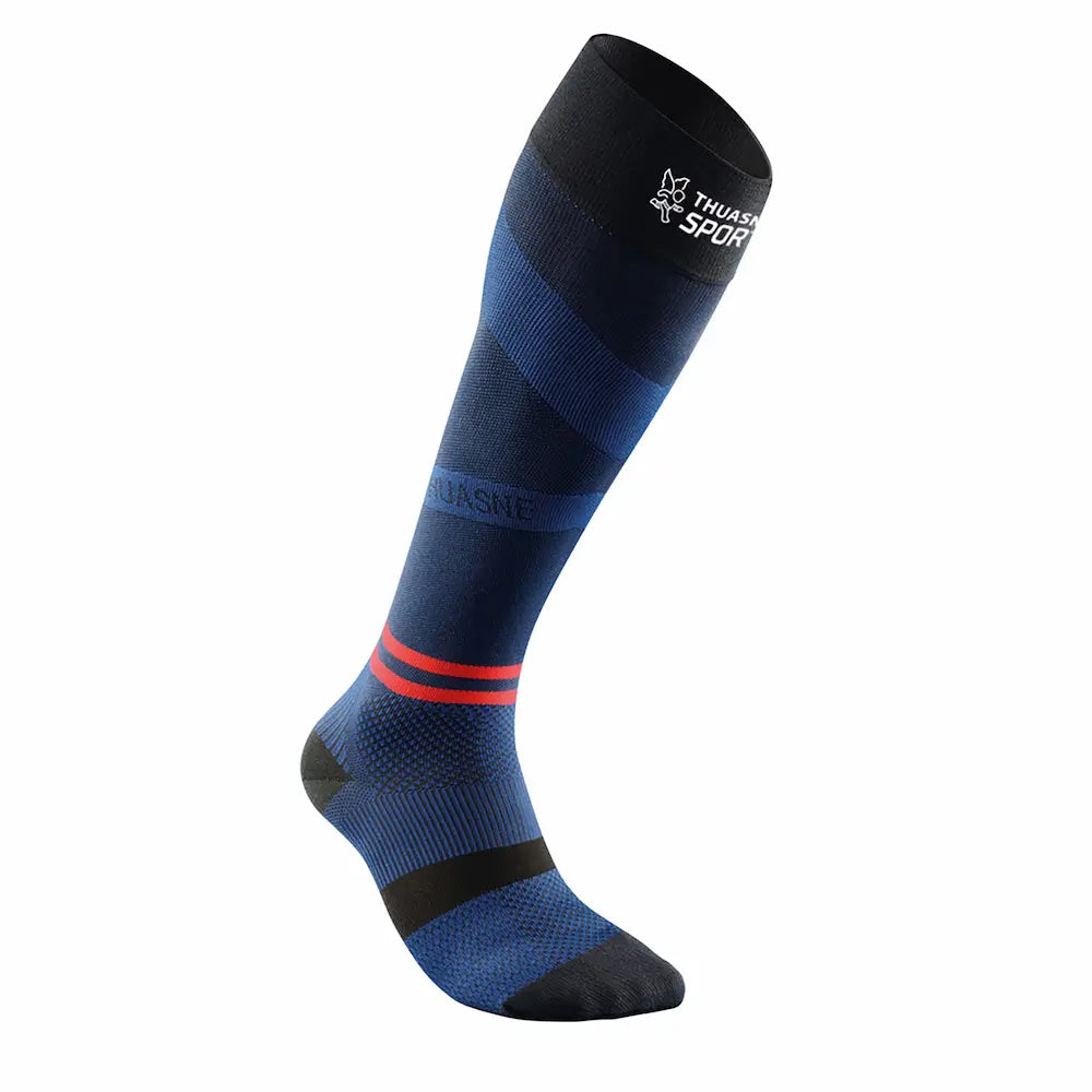 Chaussette longue de compression ACTIV Thuasne Sport bleue vue avant