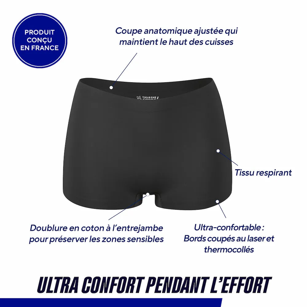 Caractéristiques techniques du shorty ThermoSeam Thuasne Sport noir