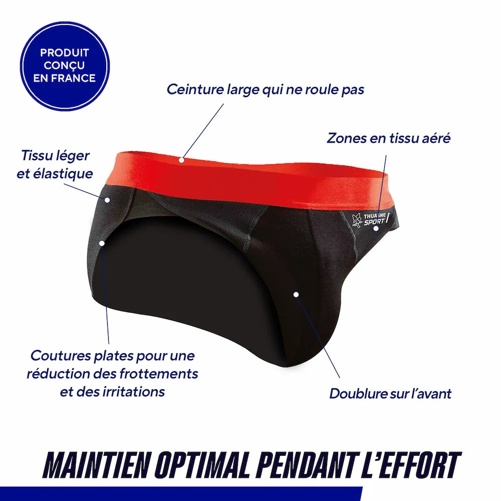 Caractéristiques techniques du slip Tech Confort Thuasne Sport noir