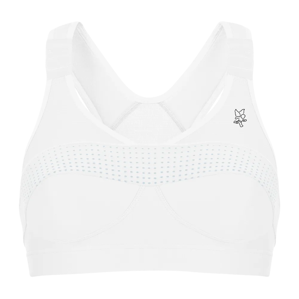 Brassière Top' Strap X-Back Thuasne Sport blanche vue de face avec bonnets et bande de maintien